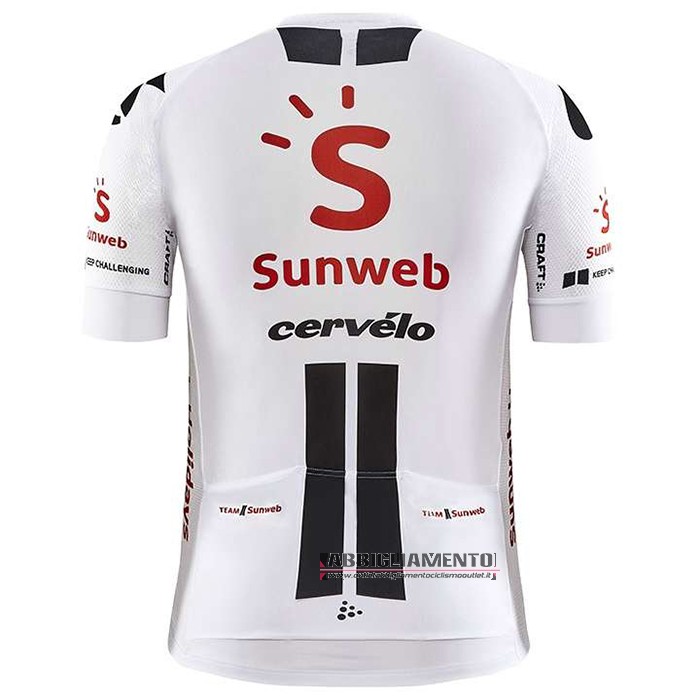 Abbigliamento Sunweb 2020 Manica Corta e Pantaloncino Con Bretelle Bianco - Clicca l'immagine per chiudere